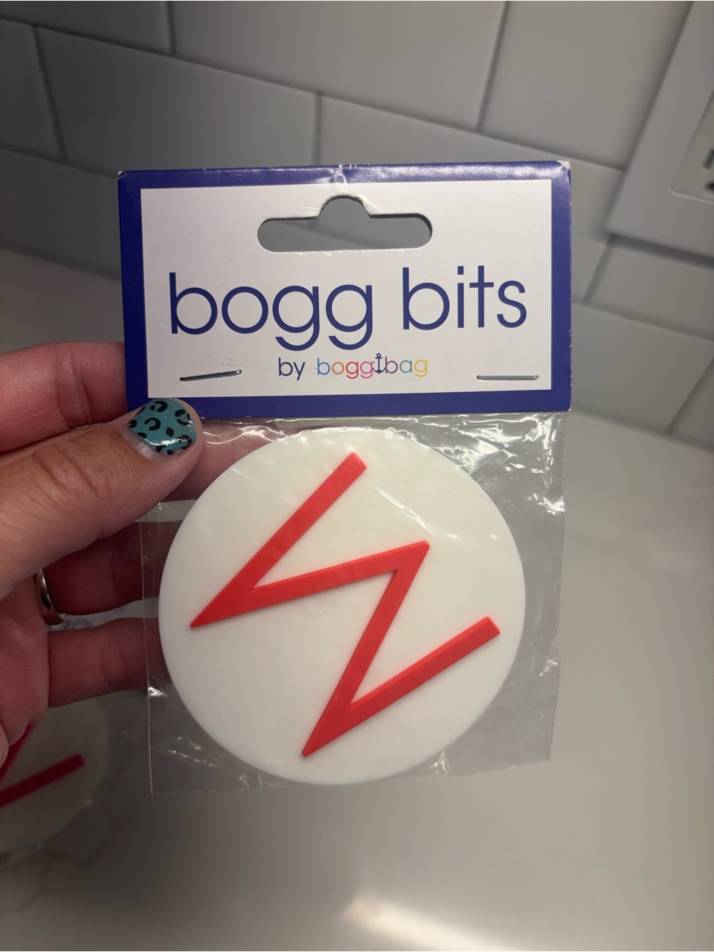 bogg bits by boggibag White Circle Charm with Coral “M”